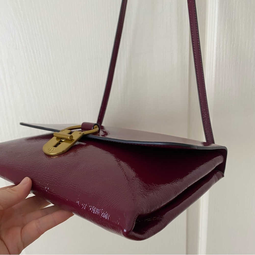 Tory Burch Burgundy Wine Red Maroon Patent Leather Shoulder Bag - Picture 5 of 14
